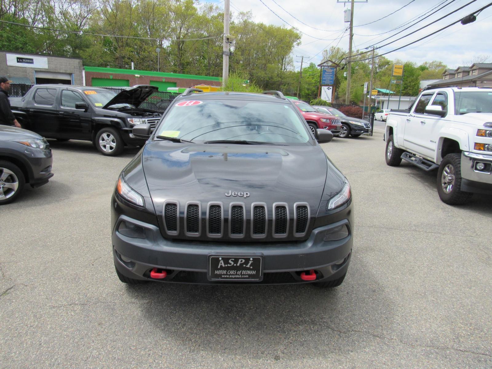 2014 BLACK /Black Jeep Cherokee Trail Hawk (1C4PJMBS0EW) , Automatic transmission, located at 215 Milton St, Dedham, MA, 02026, (781) 329-5144, 42.241905, -71.157295 - This nice compact SUV is in excellent condition.Runs like new. All ASPI Motor Cars vehicles are fully serviced before they are delivered to assure the highest quality used vehicles. Comes with a 3/3 warranty included in the price. Call for details. Prices on all vehicles do not include $299.95 - Photo #1